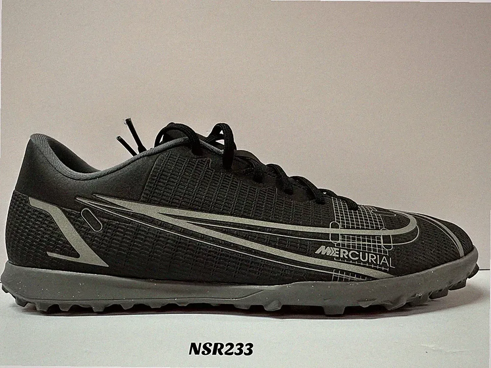 NIKE MERCURIAL VAPOR 14 CLUB TURF BLACK GREY CV0985-004 SOCCER SHOES SIZE 10 NEW