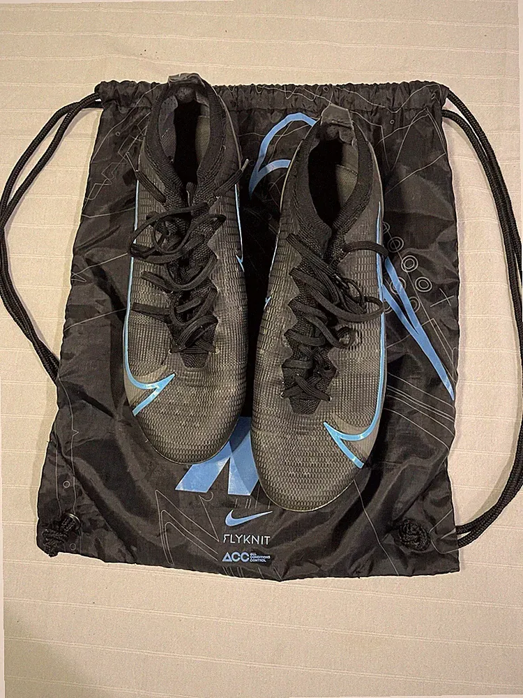 Nike Mercurial Vapor 14 Mens Soccer Cleats Black w/ Blue + Drawstring Bag