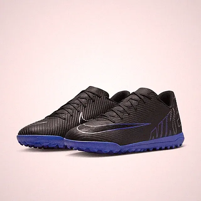 Nike Mercurial Vapor 15 Club Soccer Turf Shoes Black Blue Men's Sz 13 DJ5968 040