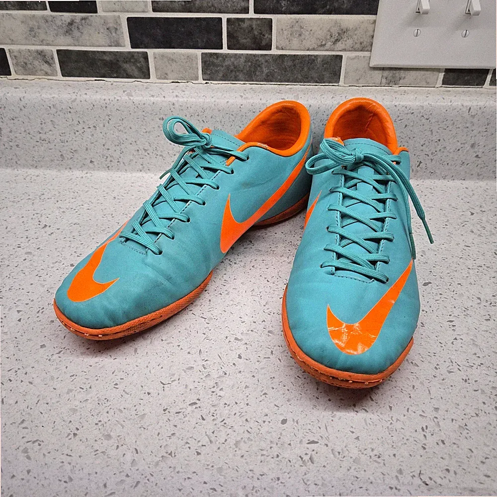 Nike Mercurial Vapor 8 Retro Turquoise Total Orange Indoor Soccer Shoes 10.5