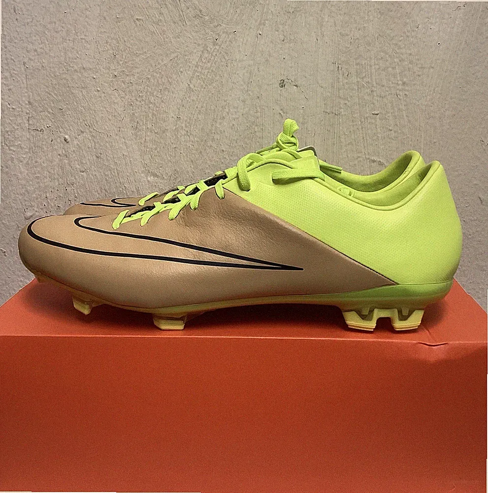 NIKE MERCURIAL VELOCE II LTHR FG CANVAS VOLT SOCCER CLEATS SIZE 11.5 768808-707