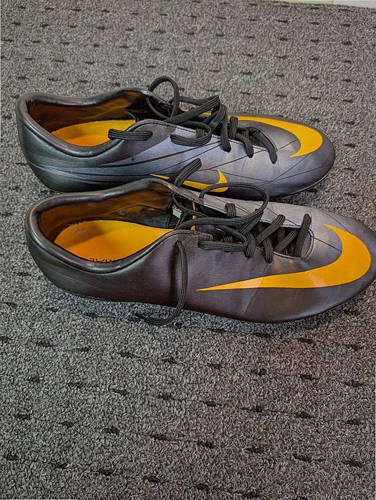 Nike Mercurial Victory FG Soccer Cleats, 396129-080 Blk/Gry/Org, US mens 10