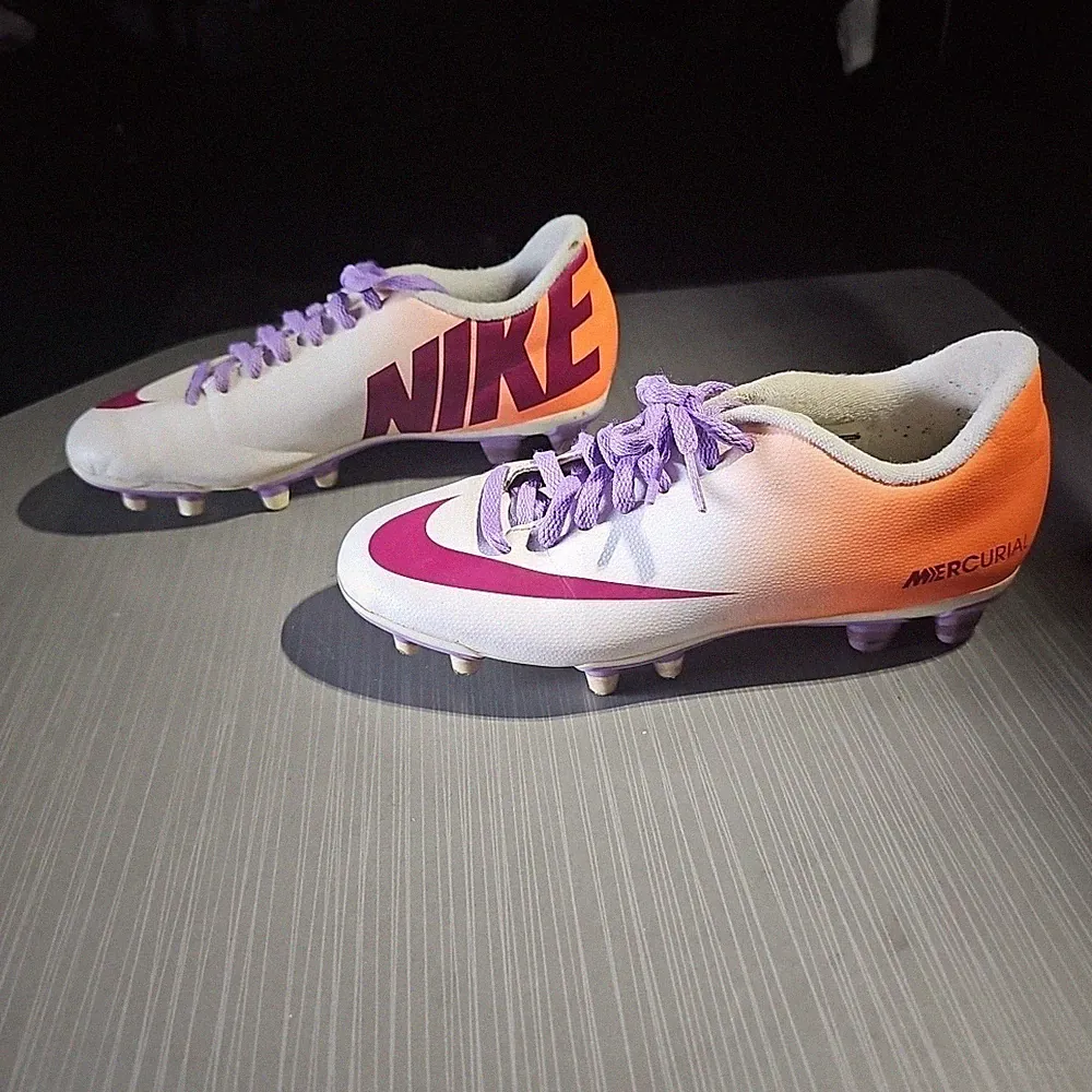 Nike Mercurial Vortex FG Soccer Cleats Women's Size 6 Rare White Orange PreOwned