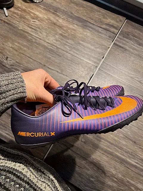 Nike MercurialX Vortex III TF Soccer Cleats Men 8.5 Purple Orange Turf 831966-58