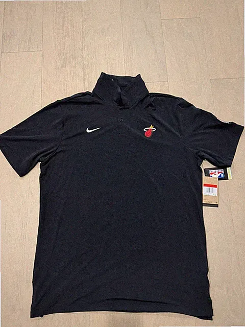 Nike NBA Miami Heat Coach Polo Game Golf FV1000-010 Large Tall LT drifit $75