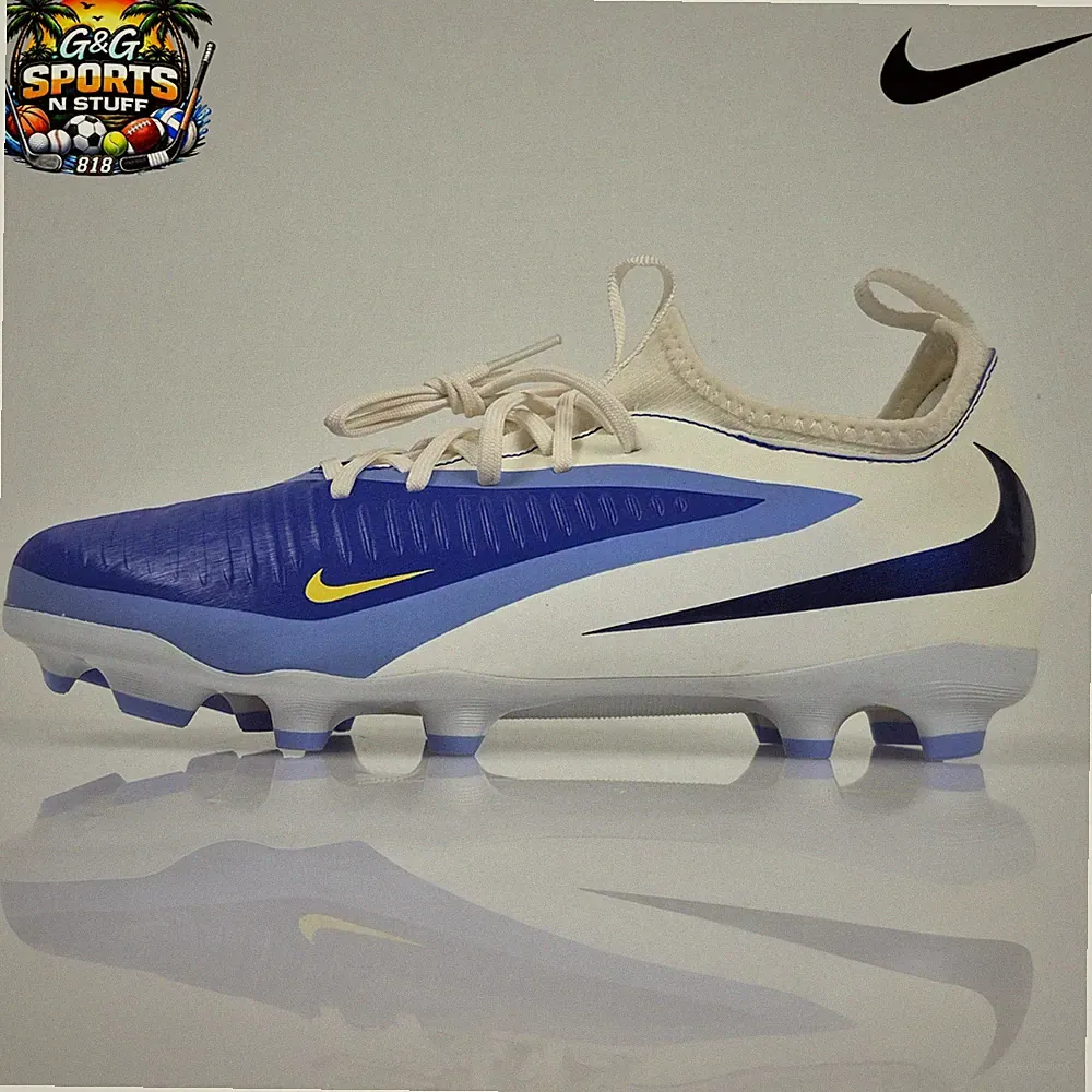 Nike Phantom 6 Low Academy LV8 Firm Ground Cleats Youth 5Y IH1192-400 Blue/Beige