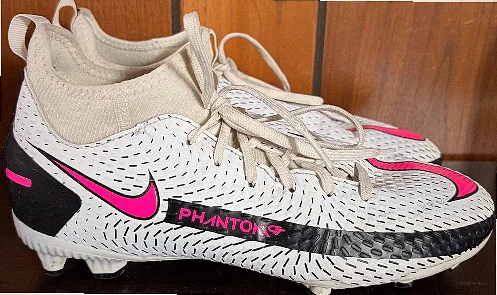 Nike Phantom GT Academy DF Firm Ground Soccer Cleats White Pink Blast Sz 4.5Y