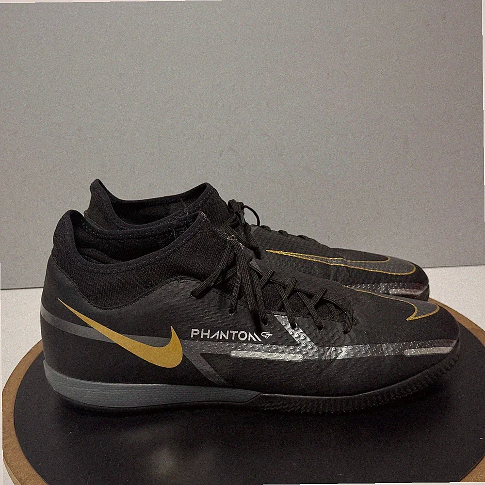 Nike Phantom GT Academy Men Size 12.5 Indoor Soccer Shoes Black Gold Athleisure