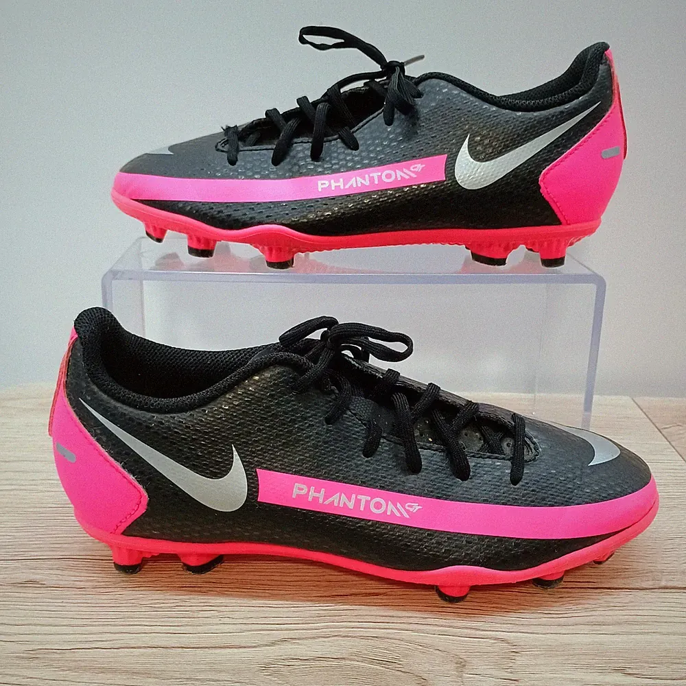 Nike Phantom GT Academy MG Youth Soccer Cleats Pink Black Firm Ground Athletic