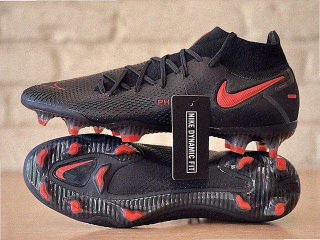 Nike Phantom GT Elite DF FG ACC Flyknit Soccer Cleats Black Red Bred Men Size 9