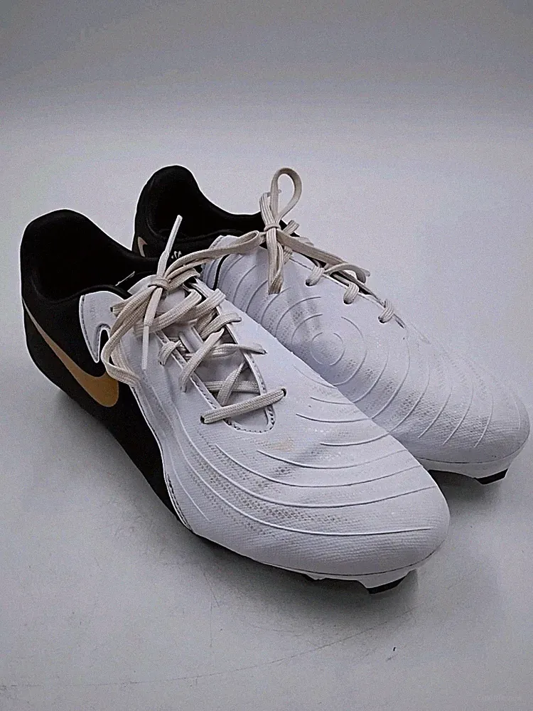 Nike Phantom GX II Academy Soccer Cleats White Black Gold Mens Size 6.5 (#C5-E3)
