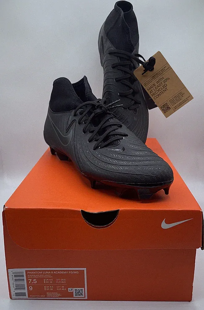 Nike Phantom Luna II Club FG MG Black Men’s Soccer Cleats Size 7.5 NEW!!