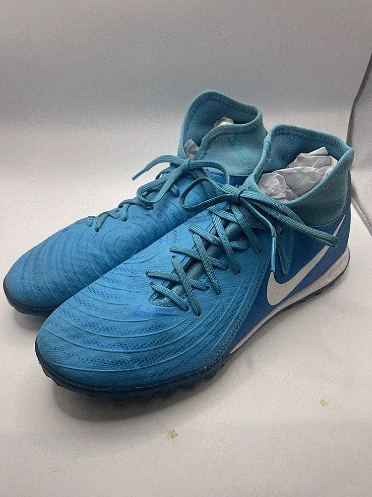 Nike Phantom Luna Men’s/ Women’s Blue/White Mid Top Rubber Turf Soccer Cleats