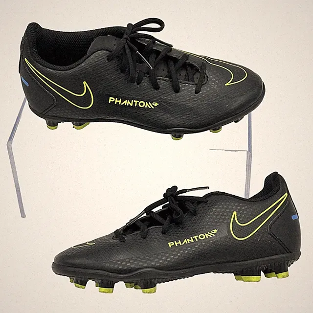 Nike Phantom Shoes Youth Size 1Y Black Volt Soccer Cleats Firm Ground CK8479-090