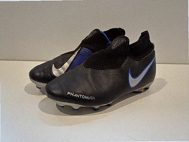 Nike Phantom SN Academy Soccer Cleats Black-Blue Size 2.5Y (AO3287-004)