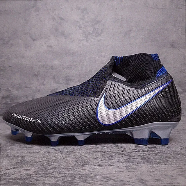 NIKE Phantom Vision Elite DF FG Soccer Cleats Mens Size 6 Womens 7.5 Black Blue