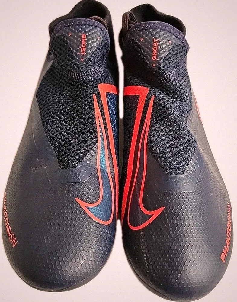 Nike Phantom VSN Ghost Mens Boys Soccer Cleats US Size 7.5 403258-440 Navy Blue