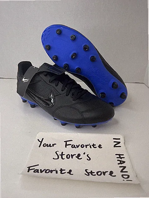 Nike Premier 3 FG Soccer Cleats Black Blue AT5889-007 Size Men's 6.5 Women's 8
