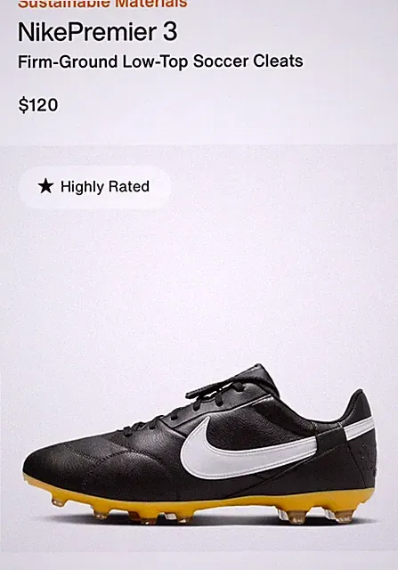 Nike Premier 3 Firm Ground Black Low Top Soccer Cleats 5 US Men’s. MSRP $120