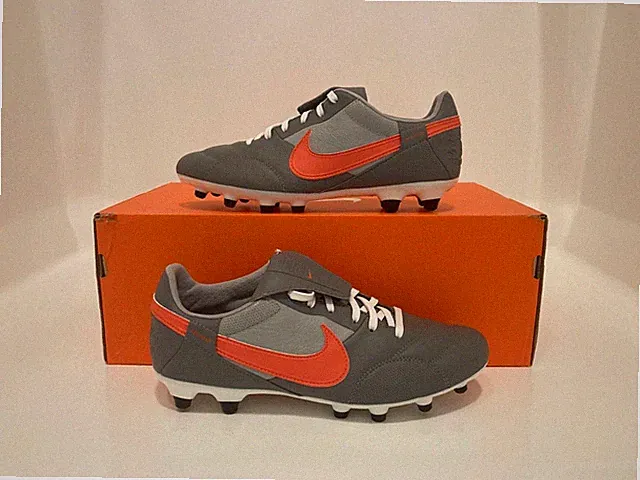 Nike Premier III 3 FG Grey Orange Soccer Cleats Unisex NEW AT5889-003 Sz 5.5-7.5