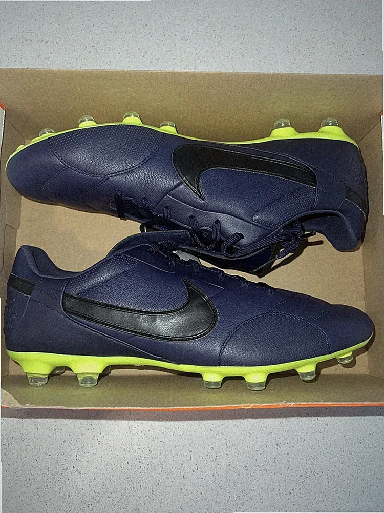 Nike Premier III FG Blackened Blue Volt Men's Soccer Cleats Sz 12 (AT5889-407)