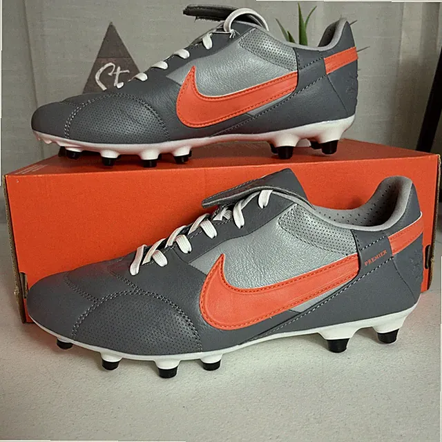 Nike Premier III FG Soccer Cleats Men Size 8 / Women Size 9.5 Smoke Grey Orange