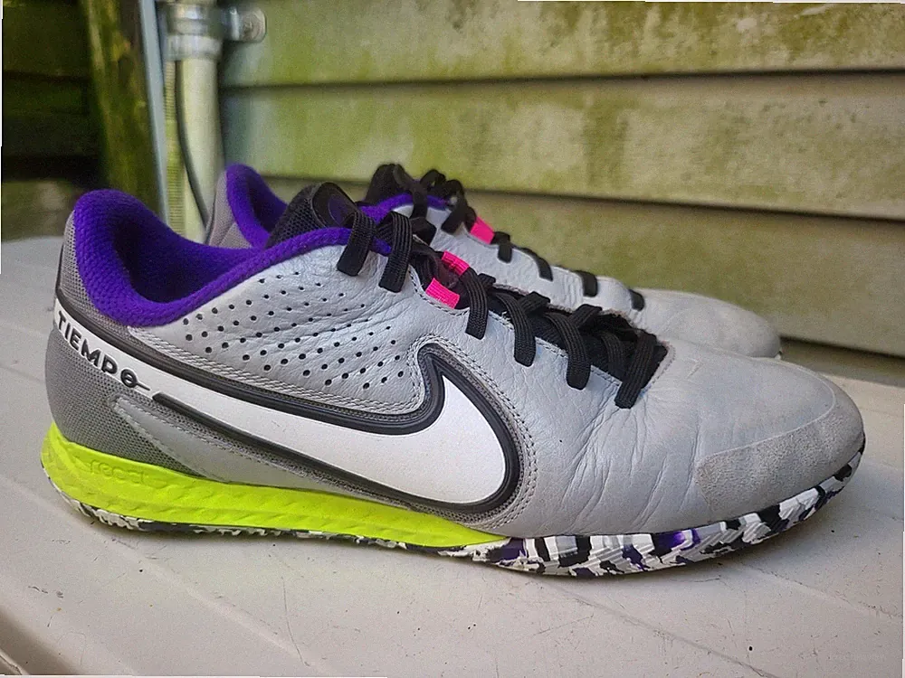 Nike React Tiempo Legend 8 Pro TF Grey Purple Lime Soccer Cleats Sneakers Shoes