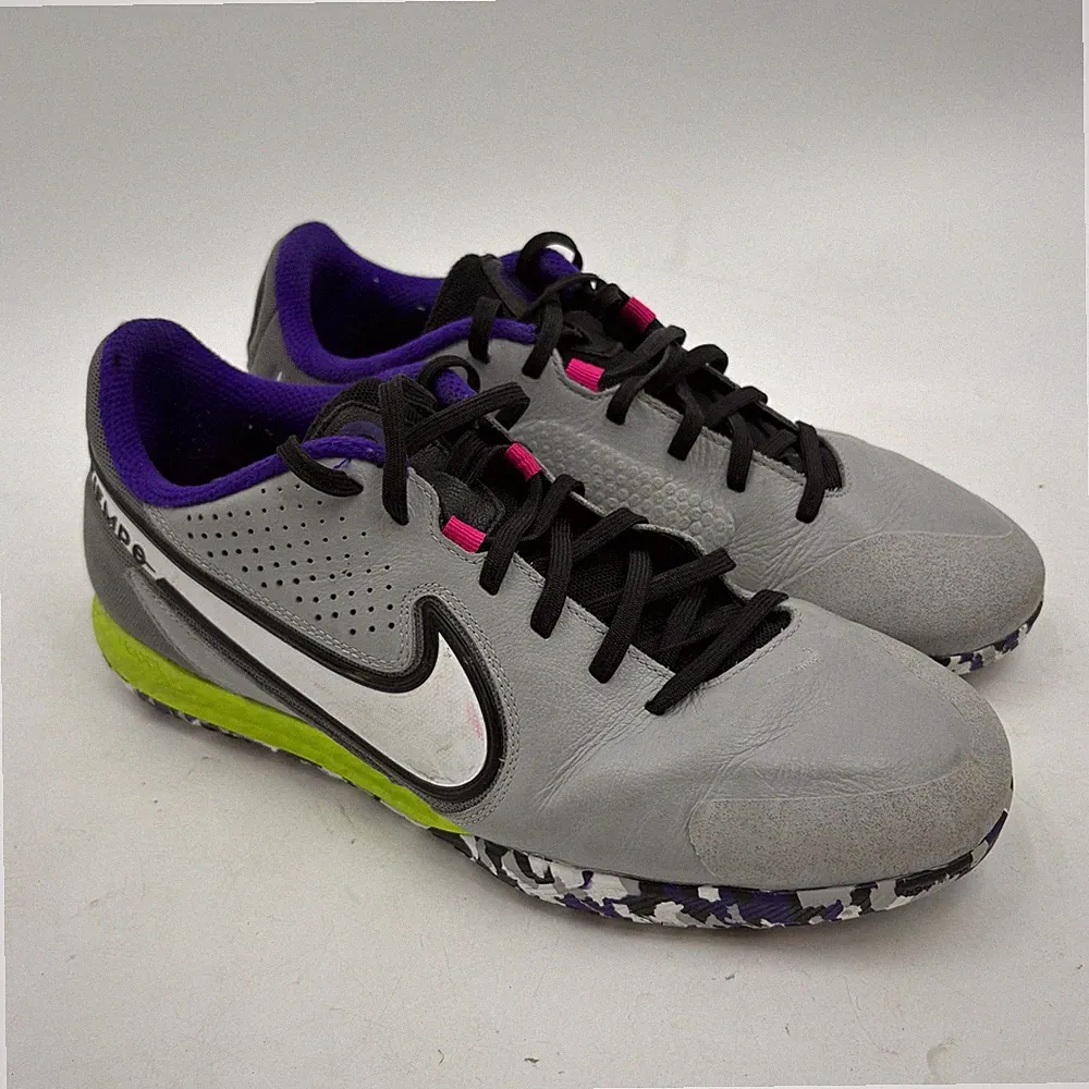 Nike React Tiempo Legend 9 Pro TF Grey Purple Lime Soccer Cleats DA1183-017 9.5