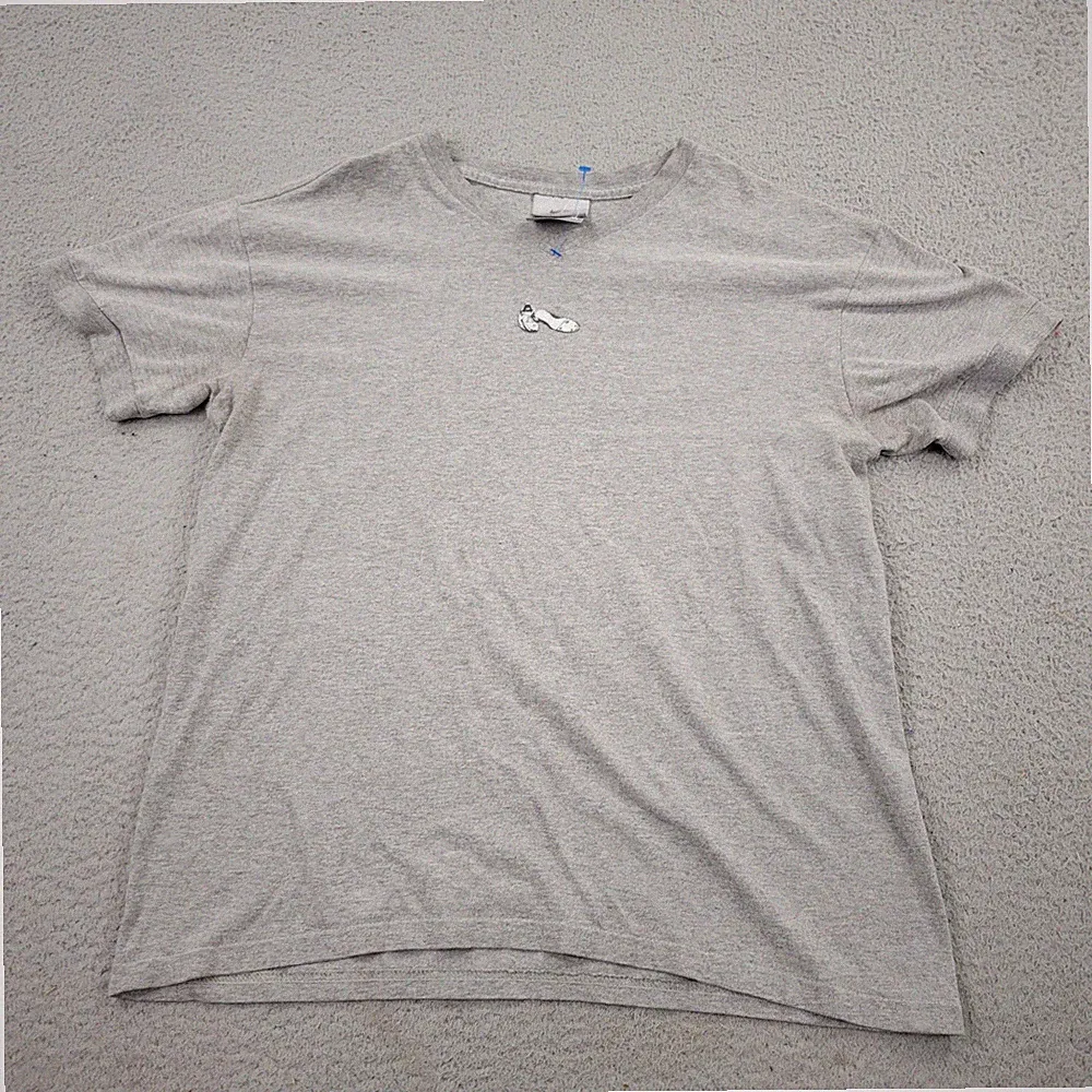 Nike Run VTG 90s Shirt Mens Medium Soccer Cleats V-Neck Gray Shoes Graphic