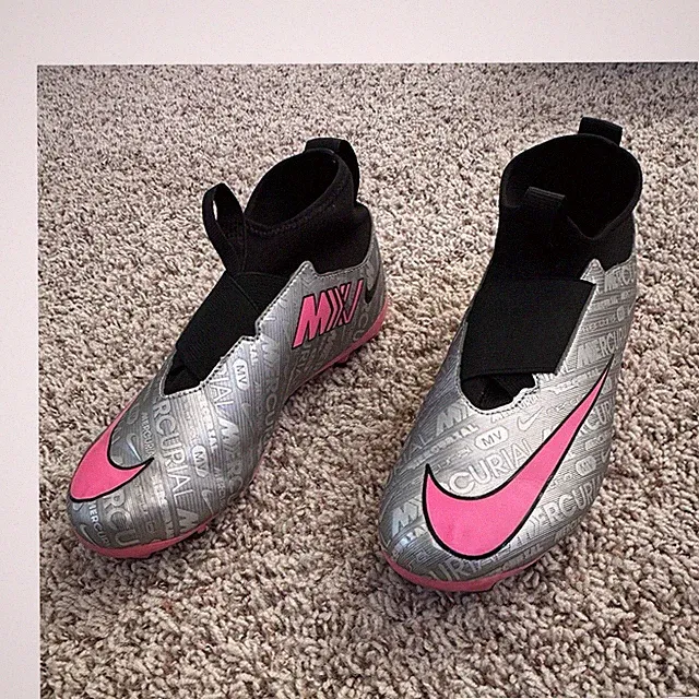 Nike Silver Pink Youth Soccer Cleats