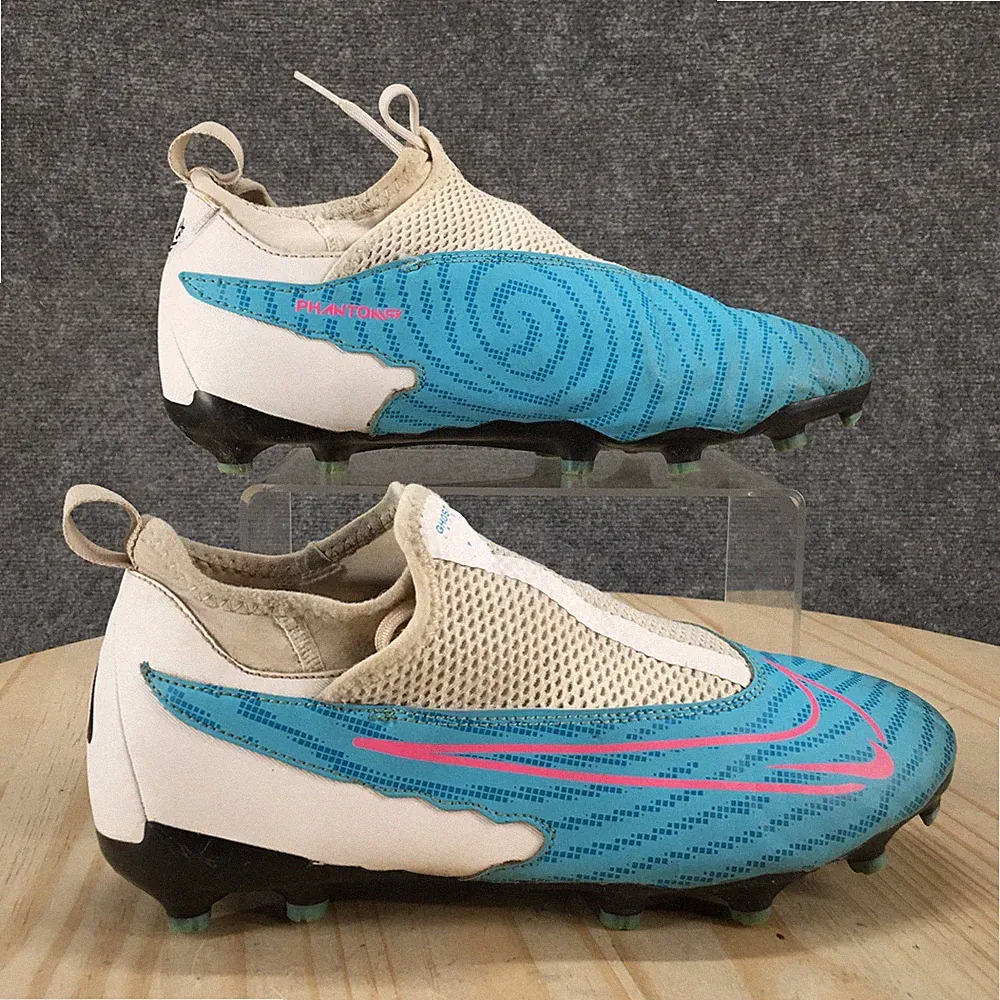 Nike Soccer Cleats Youth 6Y White Blue Pink Phantom GX Academy DF FG/MG DD9546-4