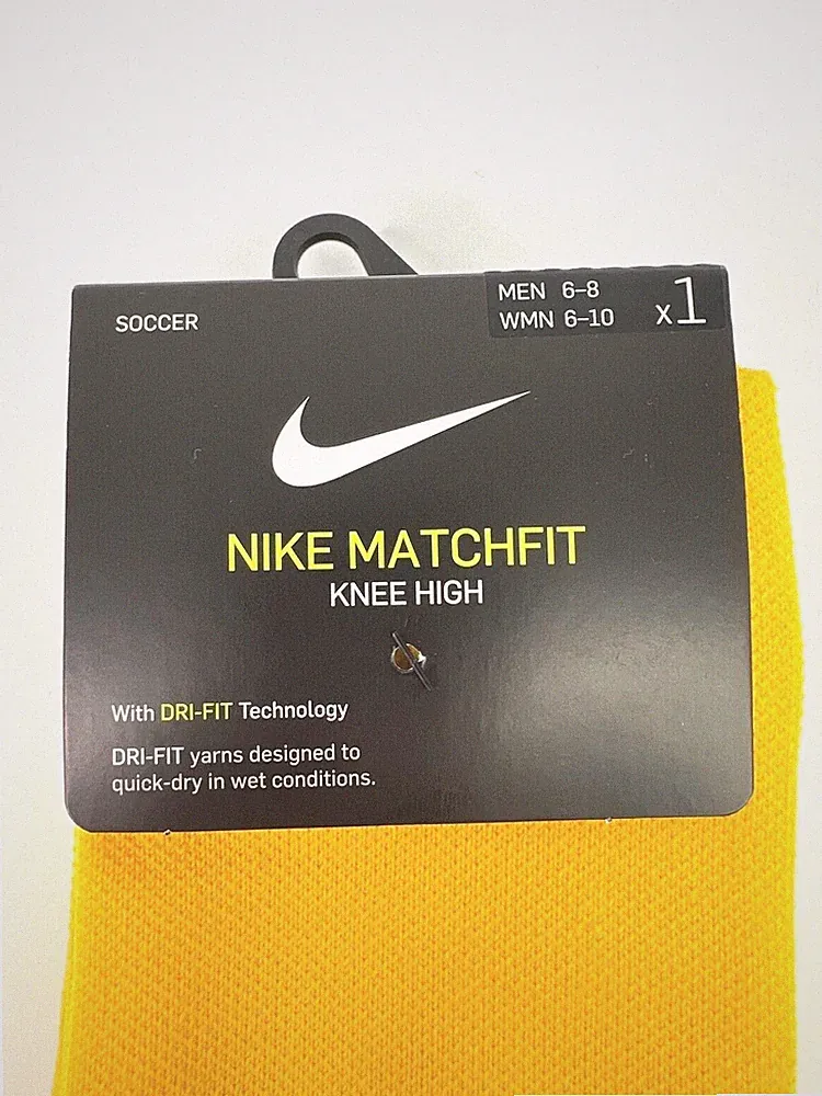 Nike Soccer Matchfit Cushioned Over-The-Calf Socks Small Med Large Gold Grey NEW