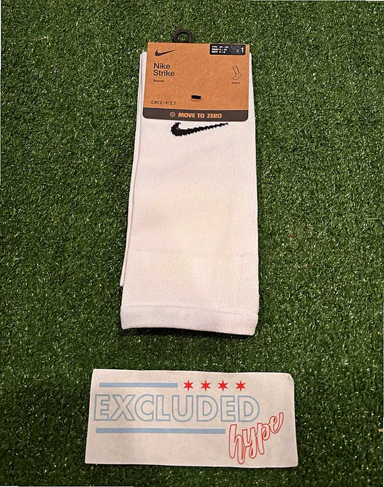 Nike Strike Soccer Dri-FIT Sleeve Socks, White, S/M Polyester (FQ8282-100) NEW