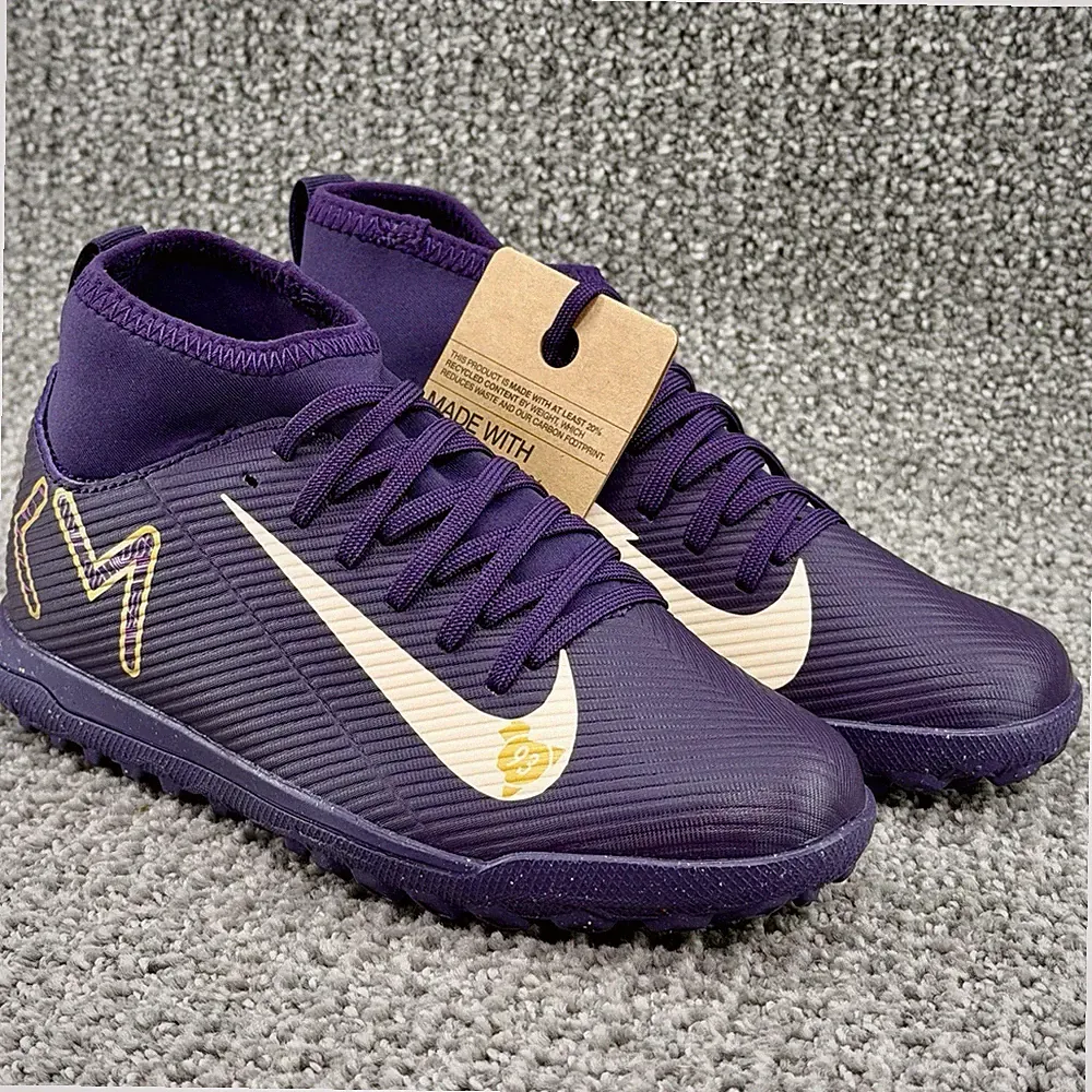 Nike Superfly 10 Club KM TF Turf Soccer Boot Purple Gold HJ6933-500 Youth Sz 1Y
