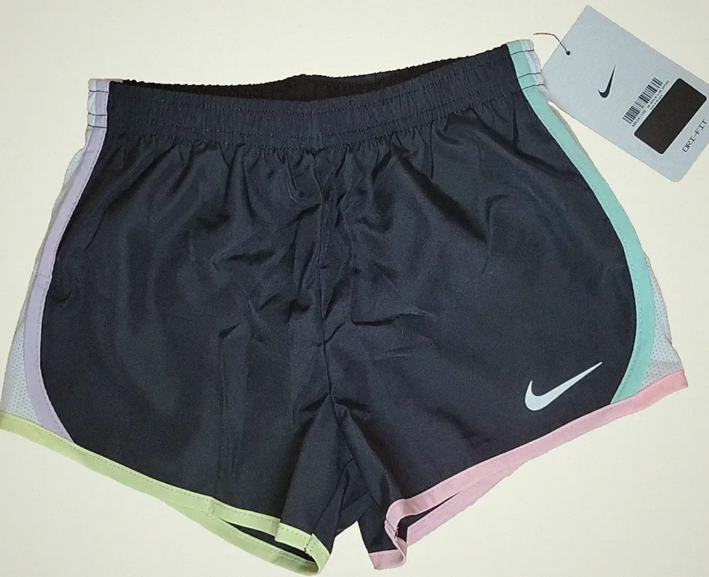 Nike Tempo Lined Running Shorts Girls Black Citron Tint Dri-Fit