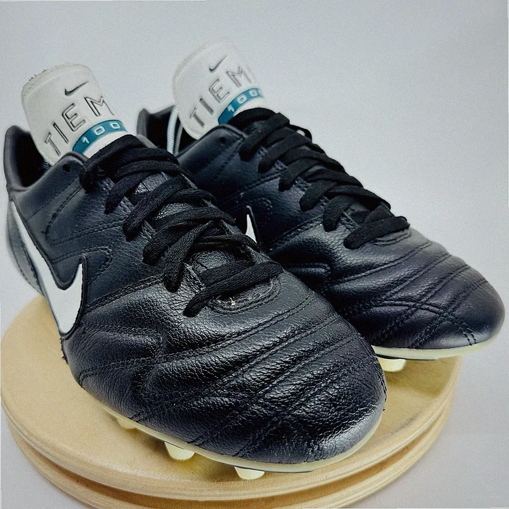 Nike Tiempo 1000 Leather Soccer Boots Shoes Mens US 10 EU 44 Vintage Black cleat