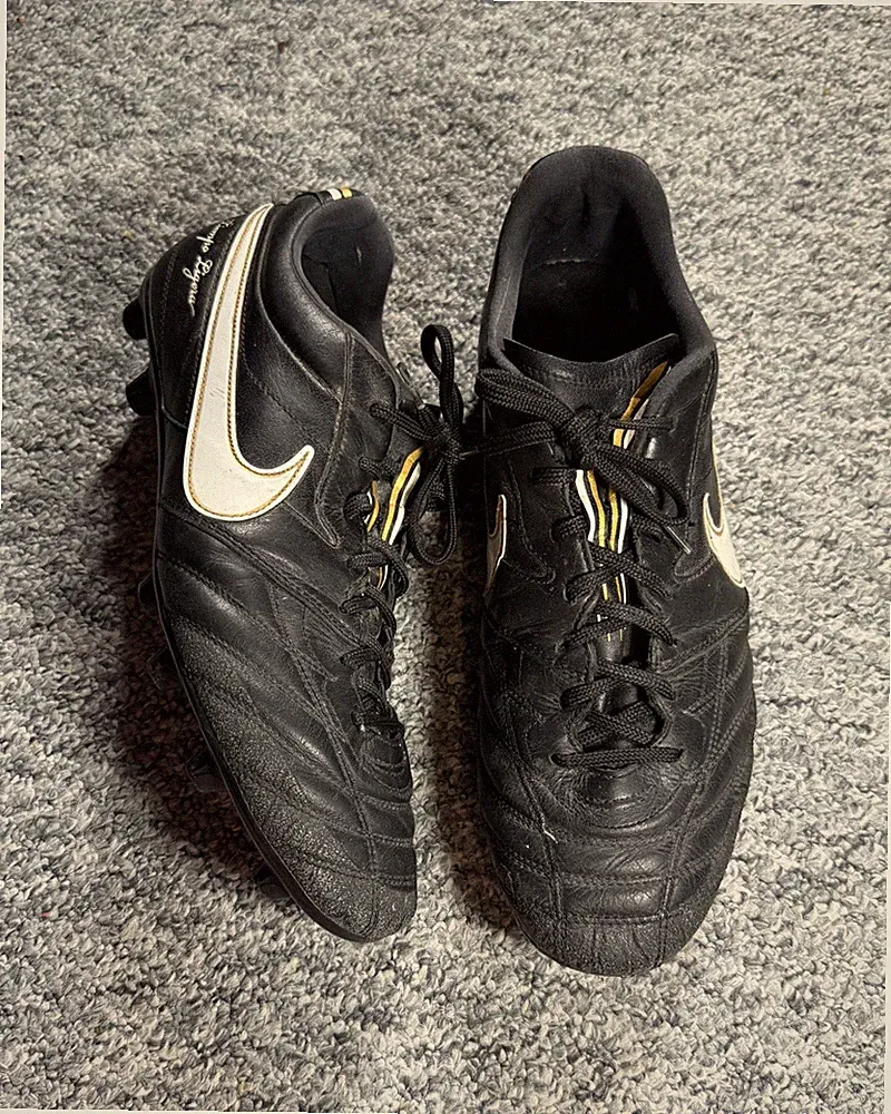 Nike Tiempo Air Legend II SG 317043-011 Black Gold Vintage Soccer Cleats US 11
