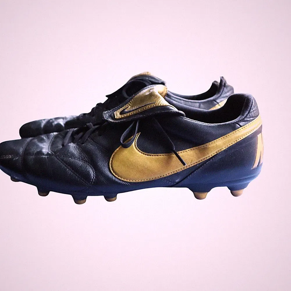 Nike Tiempo Air Zoom Legend II FG 2008 Soccer Cleats Mens 13 Black Gold Leather