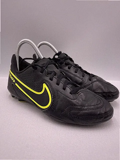 Nike Tiempo Black Neon Yellow Boys 4Y Soccer Cleats Youth