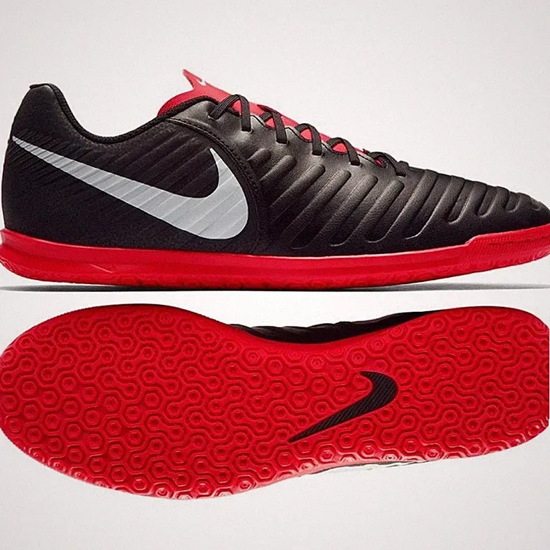 Nike Tiempo boys kids 1.5 sneakers athletic Indoor Soccer Shoes Black & red NEW