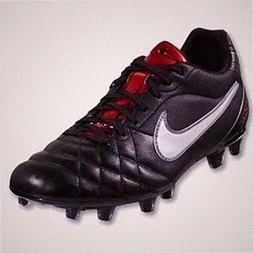 NIKE Tiempo Flight FG Black Solar Red Leather Soccer Cleats Boots NEW Womens 5.5