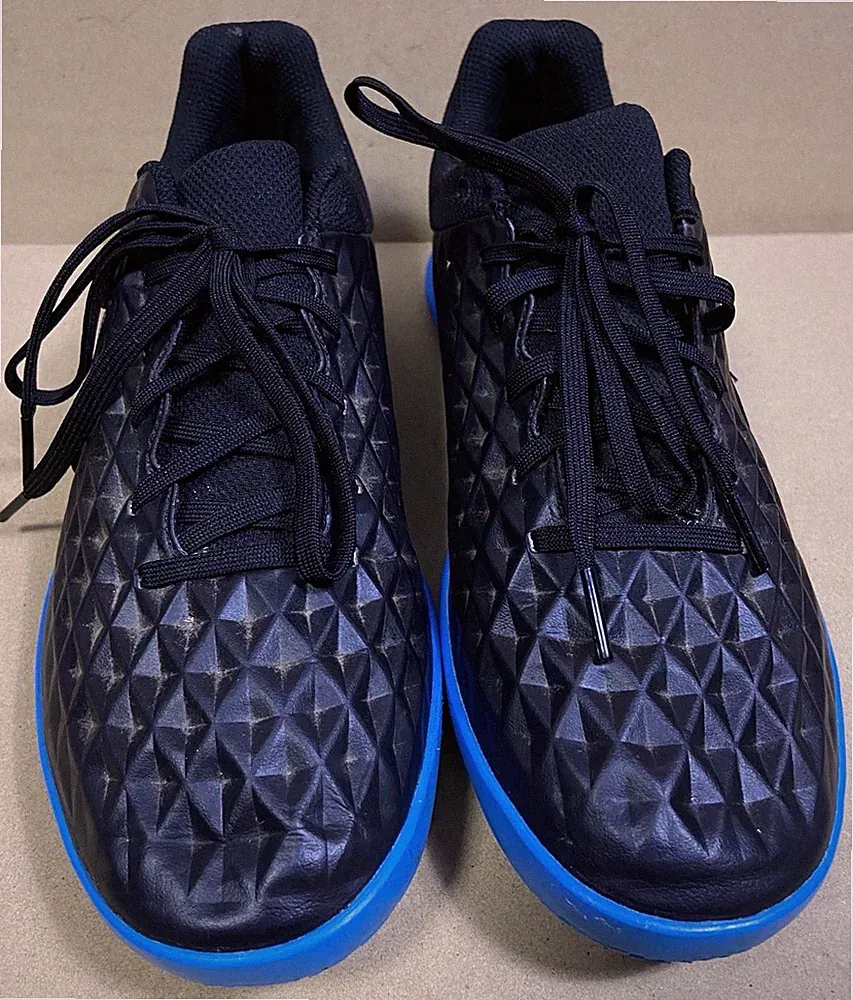 Nike Tiempo Indoor Soccer Shoes AT6110‑004 Black/Blue Men's US 8 Indoor Turf
