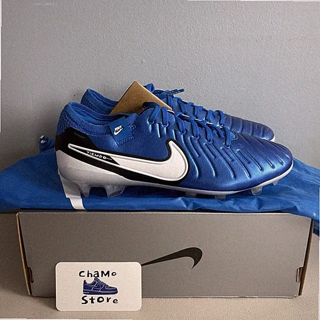 Nike Tiempo Legend 10 Elite FG Blue White DV4328-400 Soccer Cleats Men Kids Sz 6