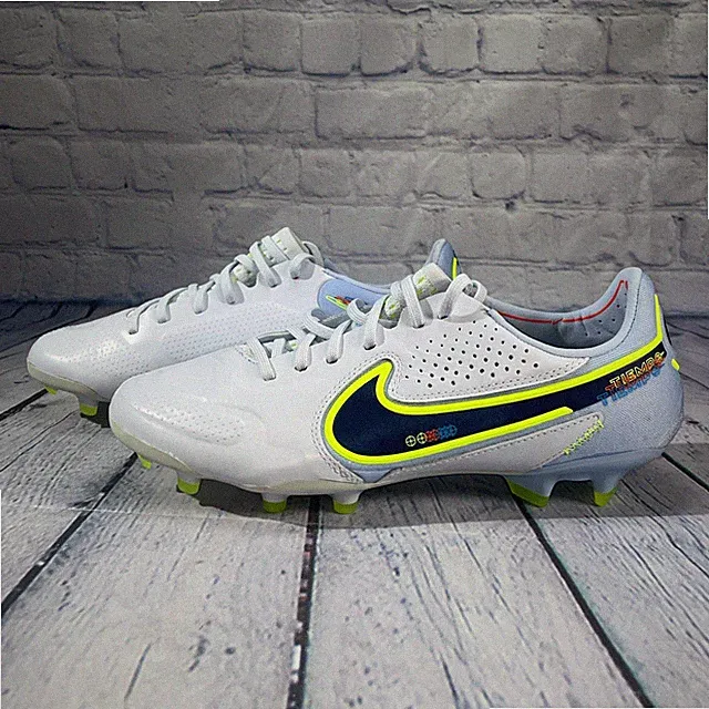 Nike Tiempo Legend 9 Elite FG Soccer Cleats Gray Blue CZ8482-054 Mens Sz 6.5