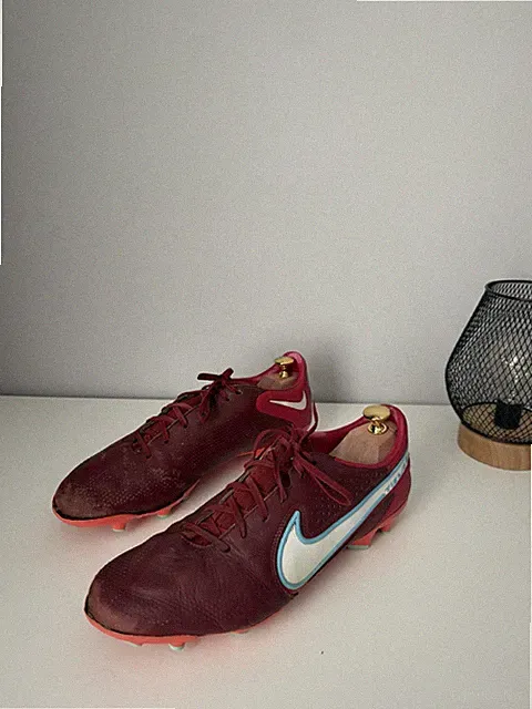 Nike Tiempo Legend VI FG Soccer Cleats Burgundy Red Leather US 11.5 UK 10.5