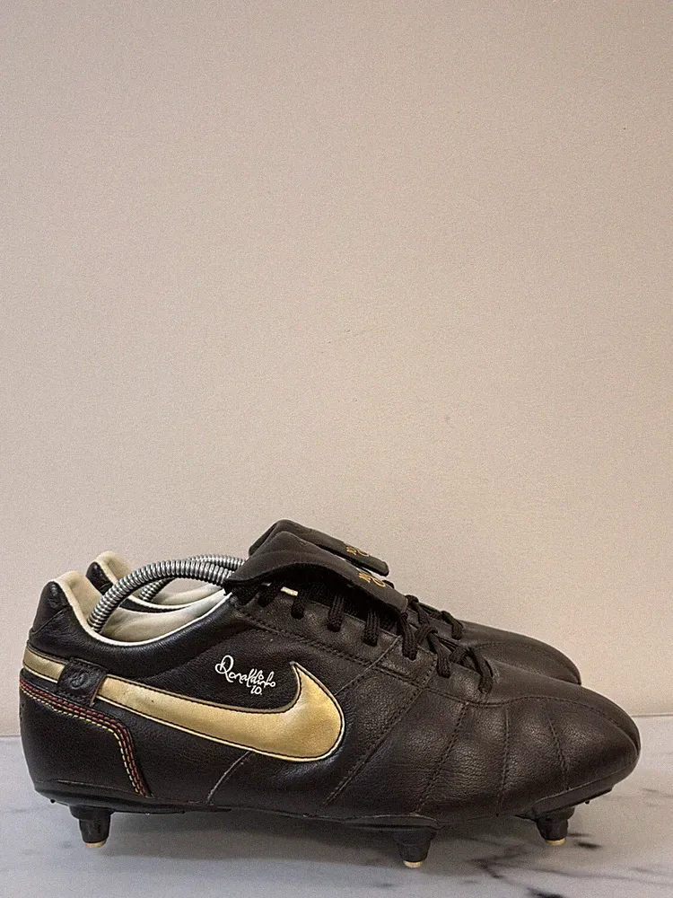 Nike Tiempo R10 Ronaldinho SG Brown Leather RARE US 10 Soccer Cleats