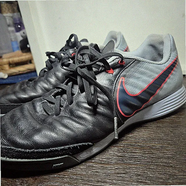 Nike Tiempo X Ligera IV Futsal Indoor Soccer Shoes Mens Size 7 Black Gray
