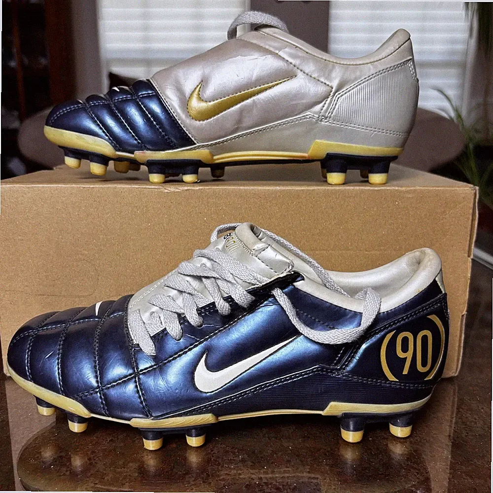 Nike Total 90 III FG T90 Soccer Cleats Mens 7 Silver Blue 2005 Y2K Retro Vintage