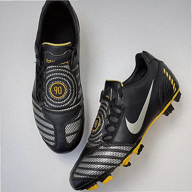 Nike Total Ninety 90 Shoot FG II Mens 10.5 Black/Yellow Cleats Rare 2009 Vintage