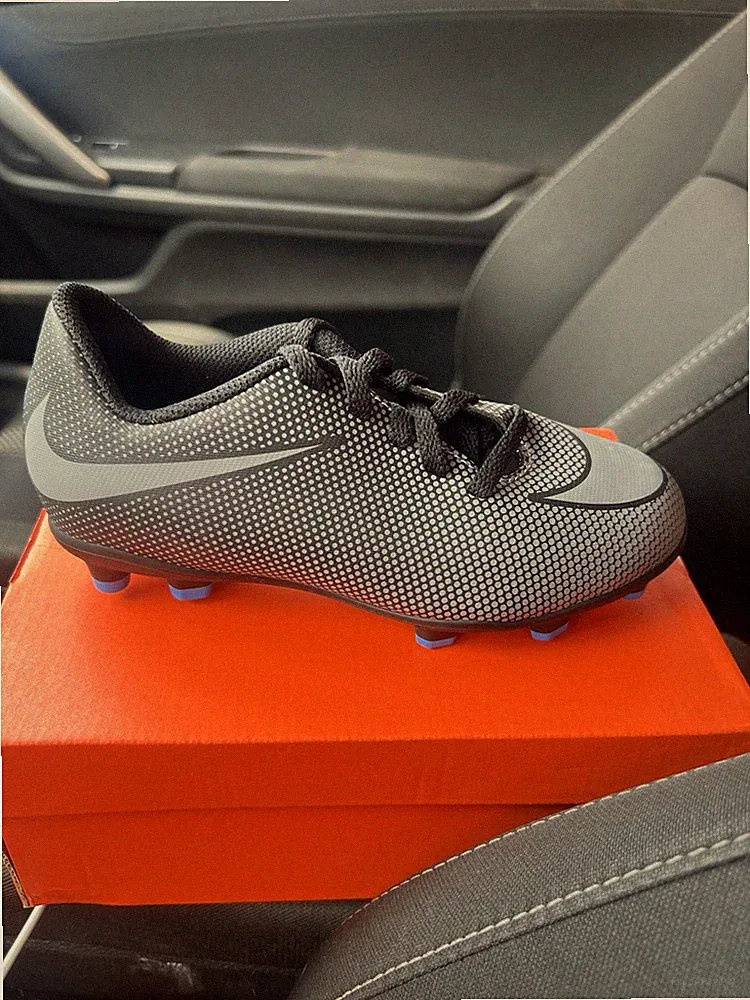 Nike Unisex Soccer Cleats - Gray/Black with Blue Studs, Gray Main Color